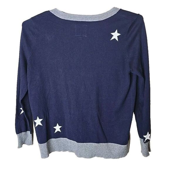 Chaser Women’s Star Sweater Size Medium Gray Blue Cotton Cashmere Blend t14 - Picture 2 of 6